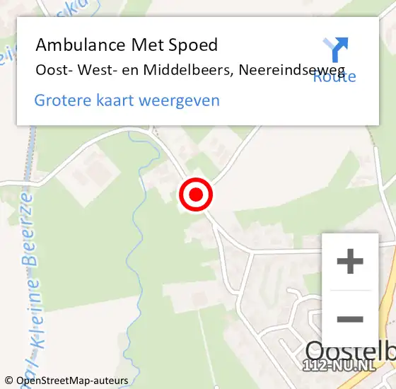Locatie op kaart van de 112 melding: Ambulance Met Spoed Naar Oost- West- en Middelbeers, Neereindseweg op 1 september 2019 16:42