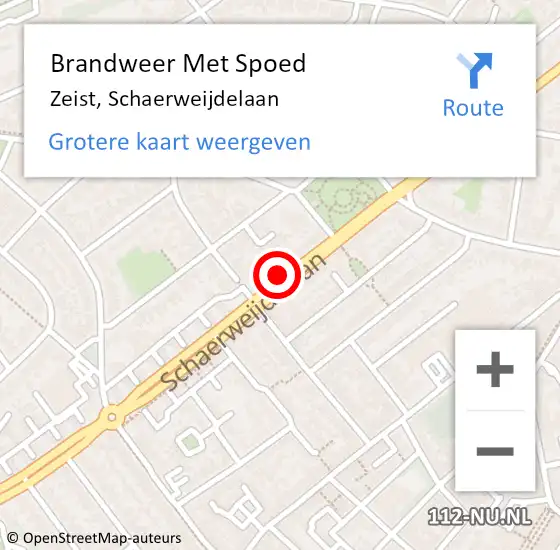 Locatie op kaart van de 112 melding: Brandweer Met Spoed Naar Zeist, Schaerweijdelaan op 1 september 2019 17:01
