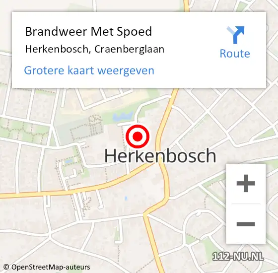 Locatie op kaart van de 112 melding: Brandweer Met Spoed Naar Herkenbosch, Craenberglaan op 1 september 2019 17:02