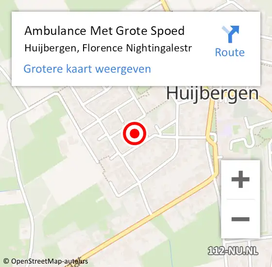 Locatie op kaart van de 112 melding: Ambulance Met Grote Spoed Naar Huijbergen, Florence Nightingalestr op 1 september 2019 19:41