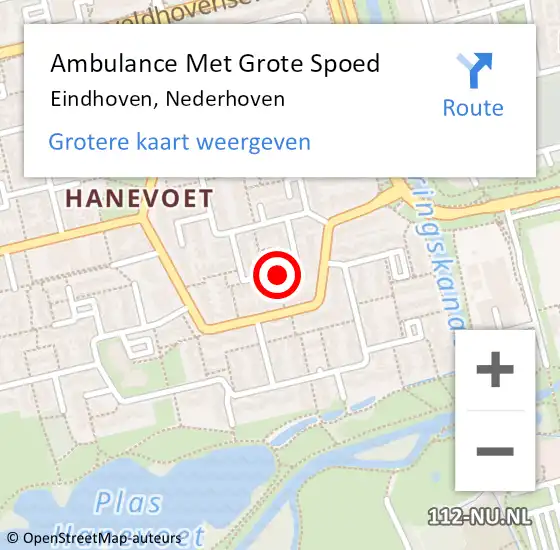 Locatie op kaart van de 112 melding: Ambulance Met Grote Spoed Naar Eindhoven, Nederhoven op 1 september 2019 20:08