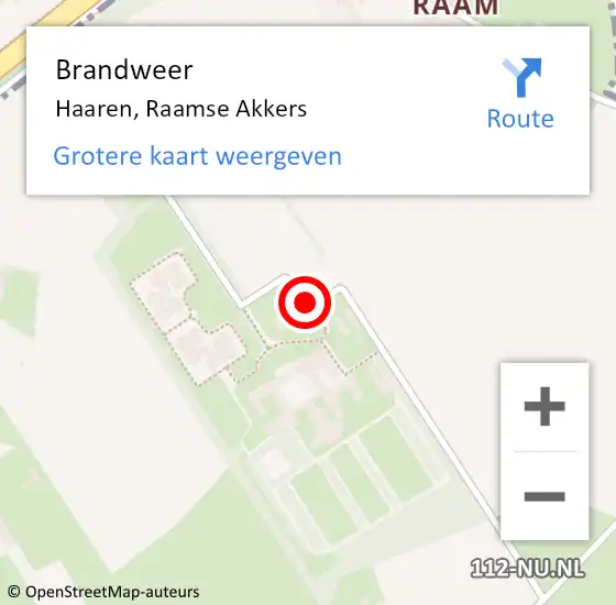 Locatie op kaart van de 112 melding: Brandweer Haaren, Raamse Akkers op 1 september 2019 20:24