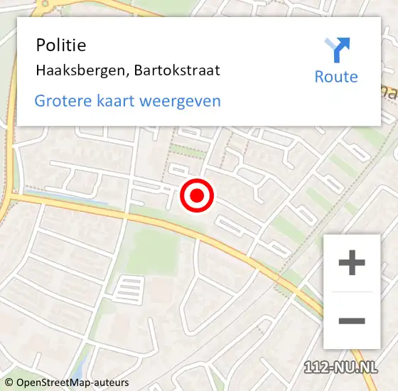 Locatie op kaart van de 112 melding: Politie Haaksbergen, Bartokstraat op 1 september 2019 20:38