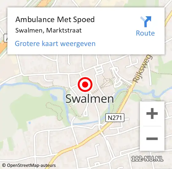 Locatie op kaart van de 112 melding: Ambulance Met Spoed Naar Swalmen, Marktstraat op 1 september 2019 21:15