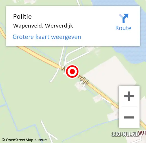 Locatie op kaart van de 112 melding: Politie Wapenveld, Werverdijk op 1 september 2019 22:29