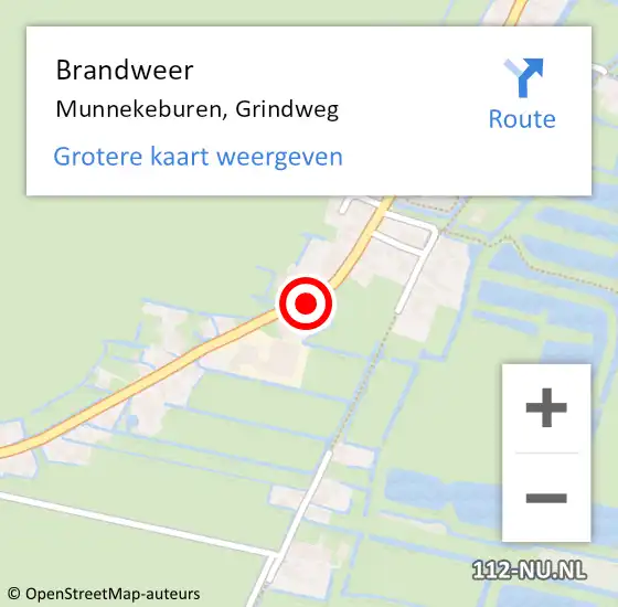 Locatie op kaart van de 112 melding: Brandweer Munnekeburen, Grindweg op 1 september 2019 22:31