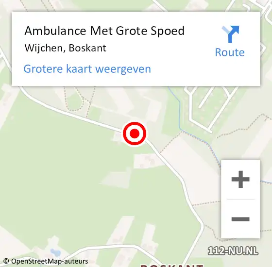 Locatie op kaart van de 112 melding: Ambulance Met Grote Spoed Naar Wijchen, Boskant op 1 september 2019 23:18