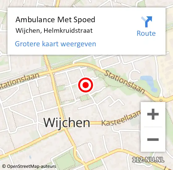 Locatie op kaart van de 112 melding: Ambulance Met Spoed Naar Wijchen, Helmkruidstraat op 2 september 2019 00:02