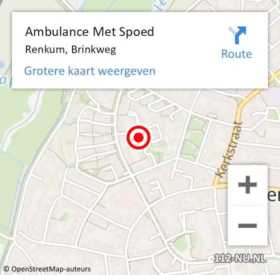 Locatie op kaart van de 112 melding: Ambulance Met Spoed Naar Renkum, Brinkweg op 2 september 2019 00:20