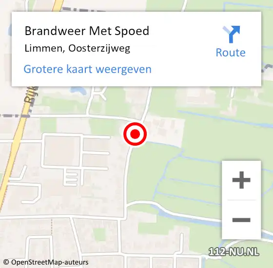 Locatie op kaart van de 112 melding: Brandweer Met Spoed Naar Limmen, Oosterzijweg op 2 september 2019 01:06