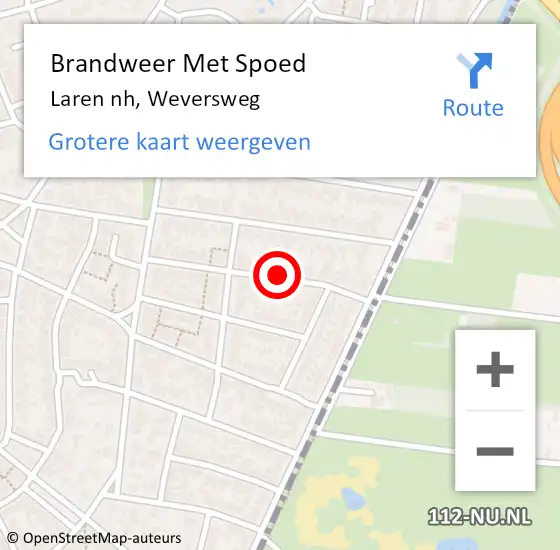 Locatie op kaart van de 112 melding: Brandweer Met Spoed Naar Laren nh, Weversweg op 2 september 2019 02:51