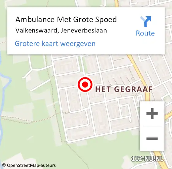 Locatie op kaart van de 112 melding: Ambulance Met Grote Spoed Naar Valkenswaard, Jeneverbeslaan op 2 september 2019 05:03