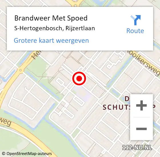 Locatie op kaart van de 112 melding: Brandweer Met Spoed Naar S-Hertogenbosch, Rijzertlaan op 2 september 2019 06:03