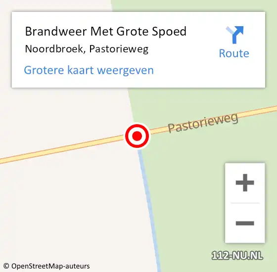 Locatie op kaart van de 112 melding: Brandweer Met Grote Spoed Naar Noordbroek, Pastorieweg op 2 september 2019 06:10