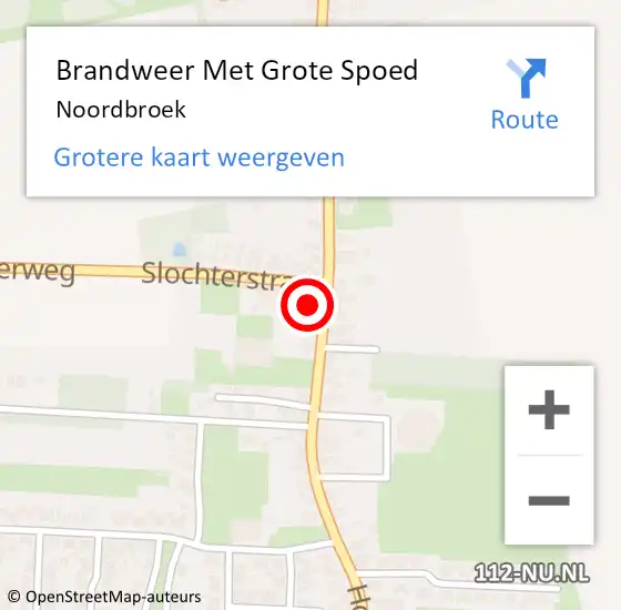 Locatie op kaart van de 112 melding: Brandweer Met Grote Spoed Naar Noordbroek op 2 september 2019 06:29