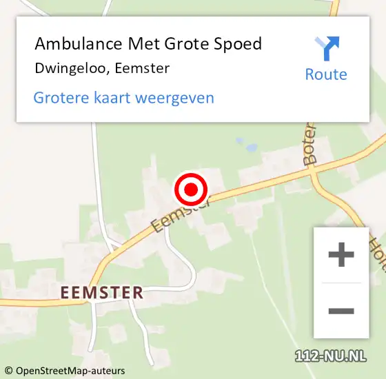 Locatie op kaart van de 112 melding: Ambulance Met Grote Spoed Naar Dwingeloo, Eemster op 12 april 2014 14:09