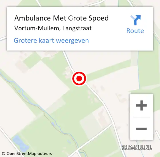 Locatie op kaart van de 112 melding: Ambulance Met Grote Spoed Naar Vortum-Mullem, Langstraat op 2 september 2019 08:03