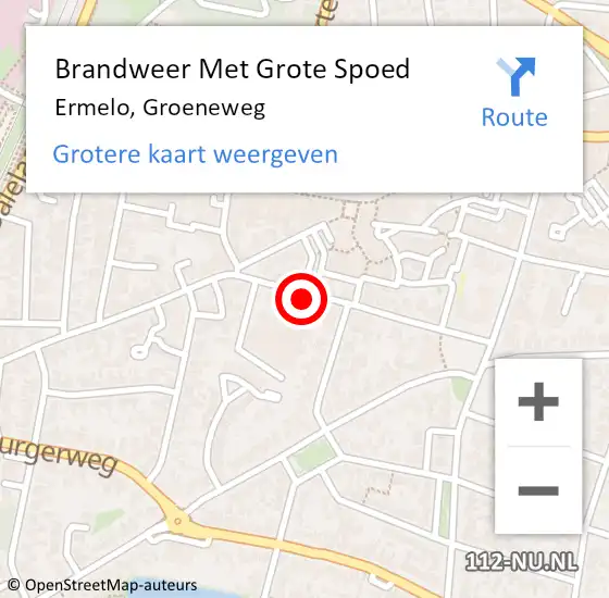 Locatie op kaart van de 112 melding: Brandweer Met Grote Spoed Naar Ermelo, Groeneweg op 28 september 2013 13:59