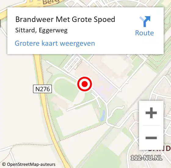 Locatie op kaart van de 112 melding: Brandweer Met Grote Spoed Naar Sittard, Eggerweg op 2 september 2019 08:51