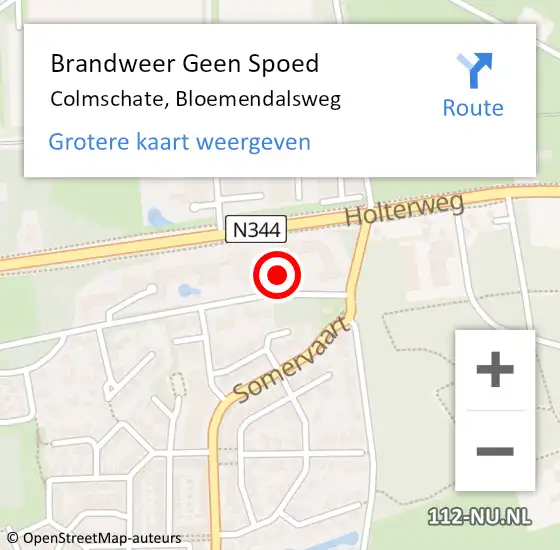 Locatie op kaart van de 112 melding: Brandweer Geen Spoed Naar Colmschate, Bloemendalsweg op 28 september 2013 13:59