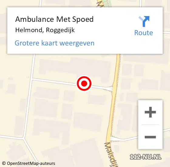 Locatie op kaart van de 112 melding: Ambulance Met Spoed Naar Helmond, Roggedijk op 2 september 2019 09:22