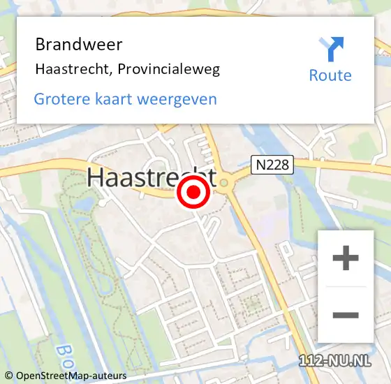 Locatie op kaart van de 112 melding: Brandweer Haastrecht, Provincialeweg op 2 september 2019 10:45