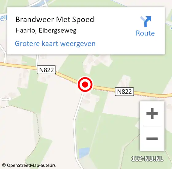 Locatie op kaart van de 112 melding: Brandweer Met Spoed Naar Haarlo, Eibergseweg op 2 september 2019 11:33