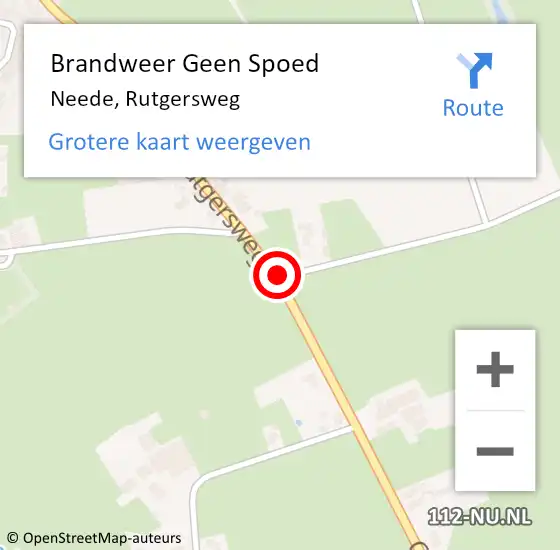 Locatie op kaart van de 112 melding: Brandweer Geen Spoed Naar Neede, Rutgersweg op 2 september 2019 11:37