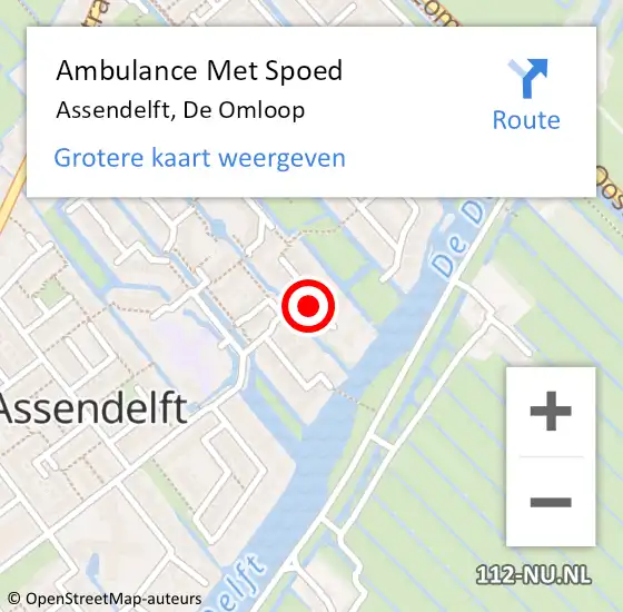 Locatie op kaart van de 112 melding: Ambulance Met Spoed Naar Assendelft, De Omloop op 2 september 2019 12:09