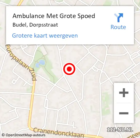 Locatie op kaart van de 112 melding: Ambulance Met Grote Spoed Naar Budel, Dorpsstraat op 2 september 2019 13:13