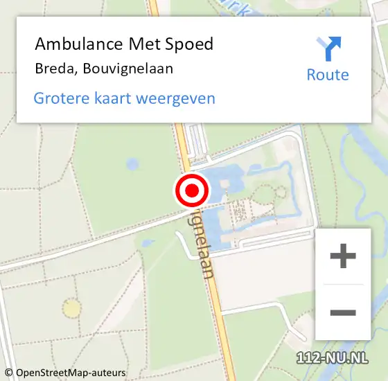 Locatie op kaart van de 112 melding: Ambulance Met Spoed Naar Breda, Bouvignelaan op 2 september 2019 14:00