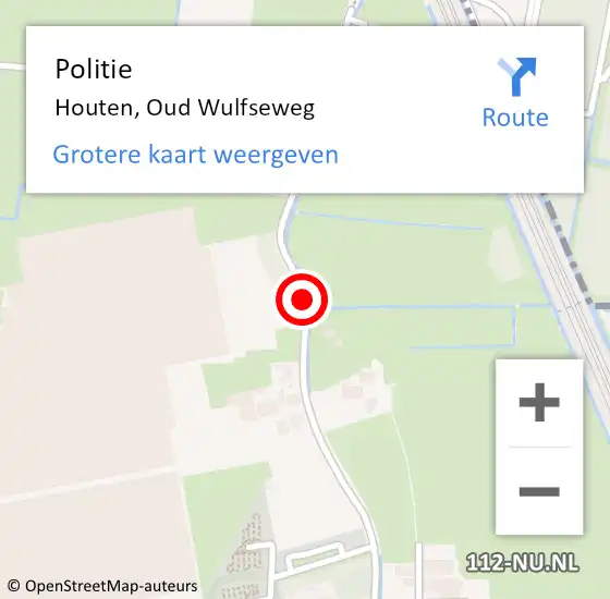 Locatie op kaart van de 112 melding: Politie Houten, Oud Wulfseweg op 2 september 2019 14:09