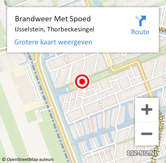 Locatie op kaart van de 112 melding: Brandweer Met Spoed Naar IJsselstein, Thorbeckesingel op 2 september 2019 14:34