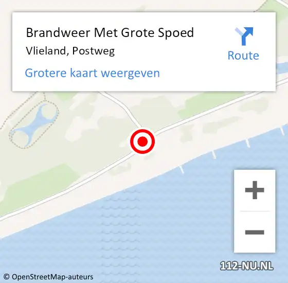 Locatie op kaart van de 112 melding: Brandweer Met Grote Spoed Naar Vlieland, Postweg op 2 september 2019 14:44