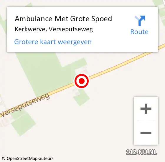Locatie op kaart van de 112 melding: Ambulance Met Grote Spoed Naar Kerkwerve, Verseputseweg op 2 september 2019 15:03