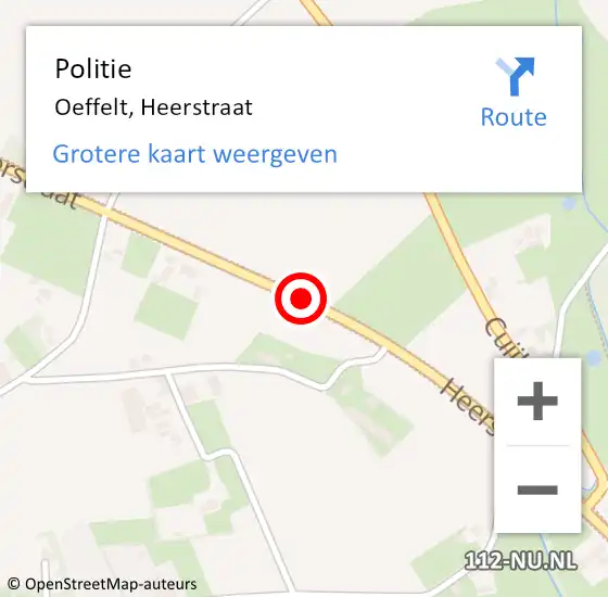 Locatie op kaart van de 112 melding: Politie Oeffelt, Heerstraat op 2 september 2019 16:44