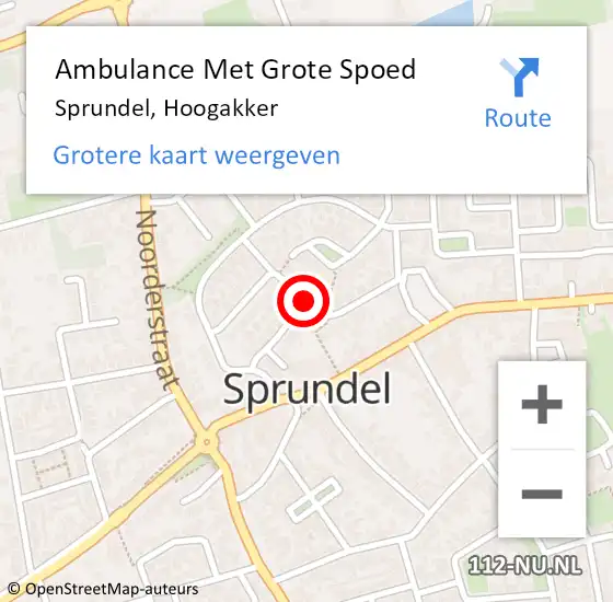 Locatie op kaart van de 112 melding: Ambulance Met Grote Spoed Naar Sprundel, Hoogakker op 2 september 2019 16:57