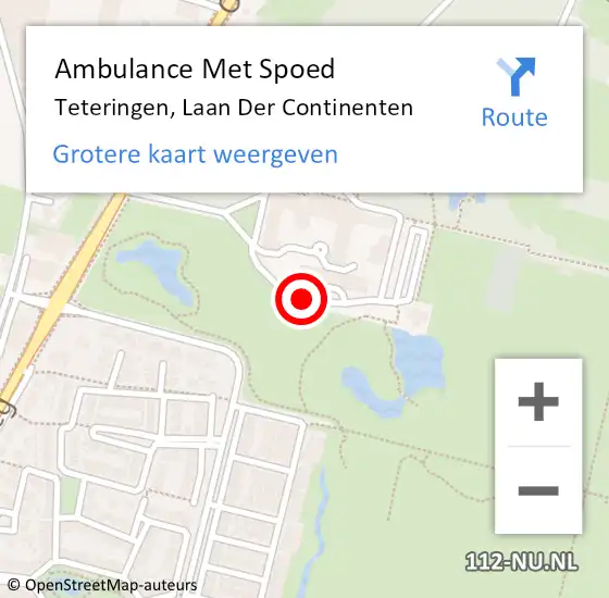 Locatie op kaart van de 112 melding: Ambulance Met Spoed Naar Teteringen, Laan Der Continenten op 2 september 2019 17:02