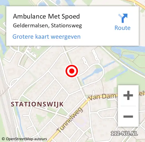 Locatie op kaart van de 112 melding: Ambulance Met Spoed Naar Geldermalsen, Stationsweg op 2 september 2019 18:18