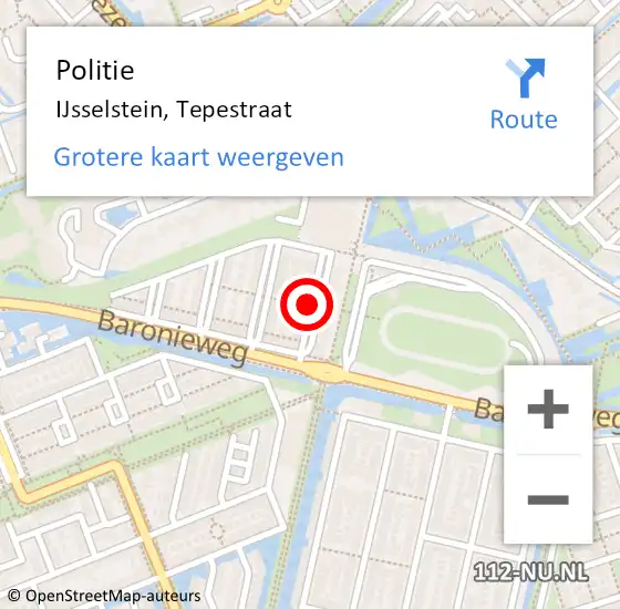 Locatie op kaart van de 112 melding: Politie IJsselstein, Tepestraat op 2 september 2019 19:35