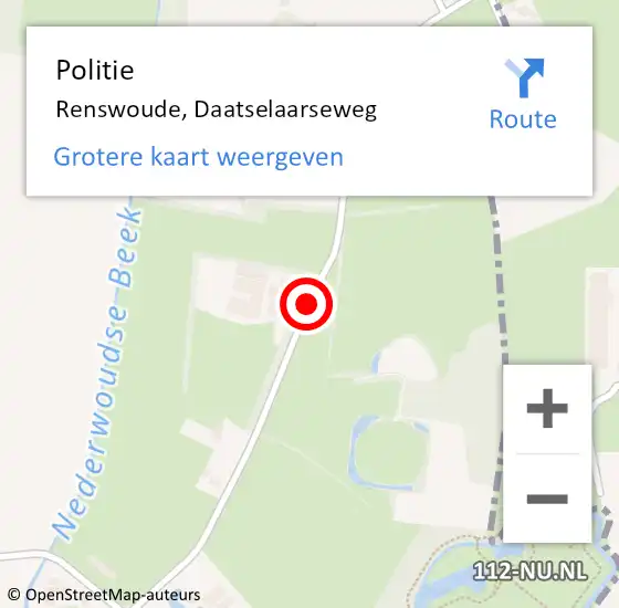 Locatie op kaart van de 112 melding: Politie Renswoude, Daatselaarseweg op 2 september 2019 20:02