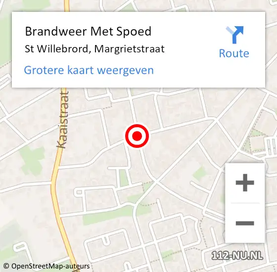 Locatie op kaart van de 112 melding: Brandweer Met Spoed Naar St Willebrord, Margrietstraat op 2 september 2019 20:09