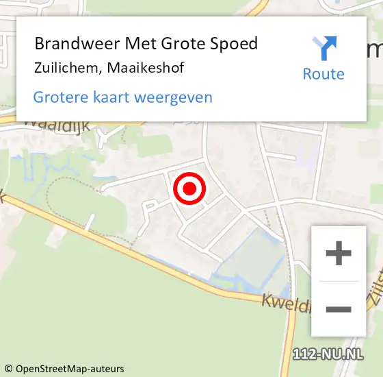 Locatie op kaart van de 112 melding: Brandweer Met Grote Spoed Naar Zuilichem, Maaikeshof op 2 september 2019 21:13