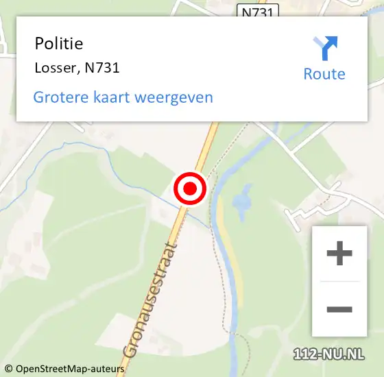 Locatie op kaart van de 112 melding: Politie Losser, N731 op 2 september 2019 21:47