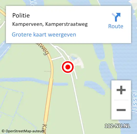 Locatie op kaart van de 112 melding: Politie Kamperveen, Kamperstraatweg op 2 september 2019 22:50
