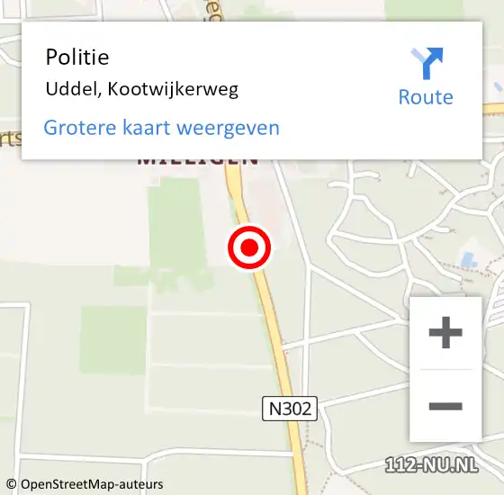 Locatie op kaart van de 112 melding: Politie Uddel, Kootwijkerweg op 3 september 2019 00:23