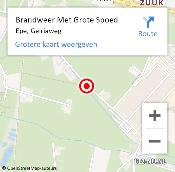 Locatie op kaart van de 112 melding: Brandweer Met Grote Spoed Naar Epe, Gelriaweg op 3 september 2019 05:03