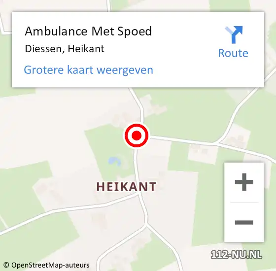 Locatie op kaart van de 112 melding: Ambulance Met Spoed Naar Diessen, Heikant op 3 september 2019 07:38