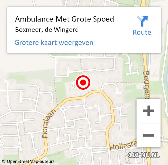 Locatie op kaart van de 112 melding: Ambulance Met Grote Spoed Naar Boxmeer, de Wingerd op 3 september 2019 08:21
