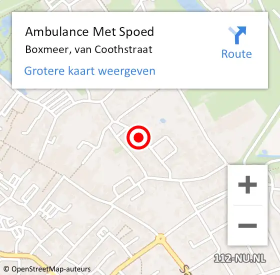 Locatie op kaart van de 112 melding: Ambulance Met Spoed Naar Boxmeer, van Coothstraat op 3 september 2019 08:25